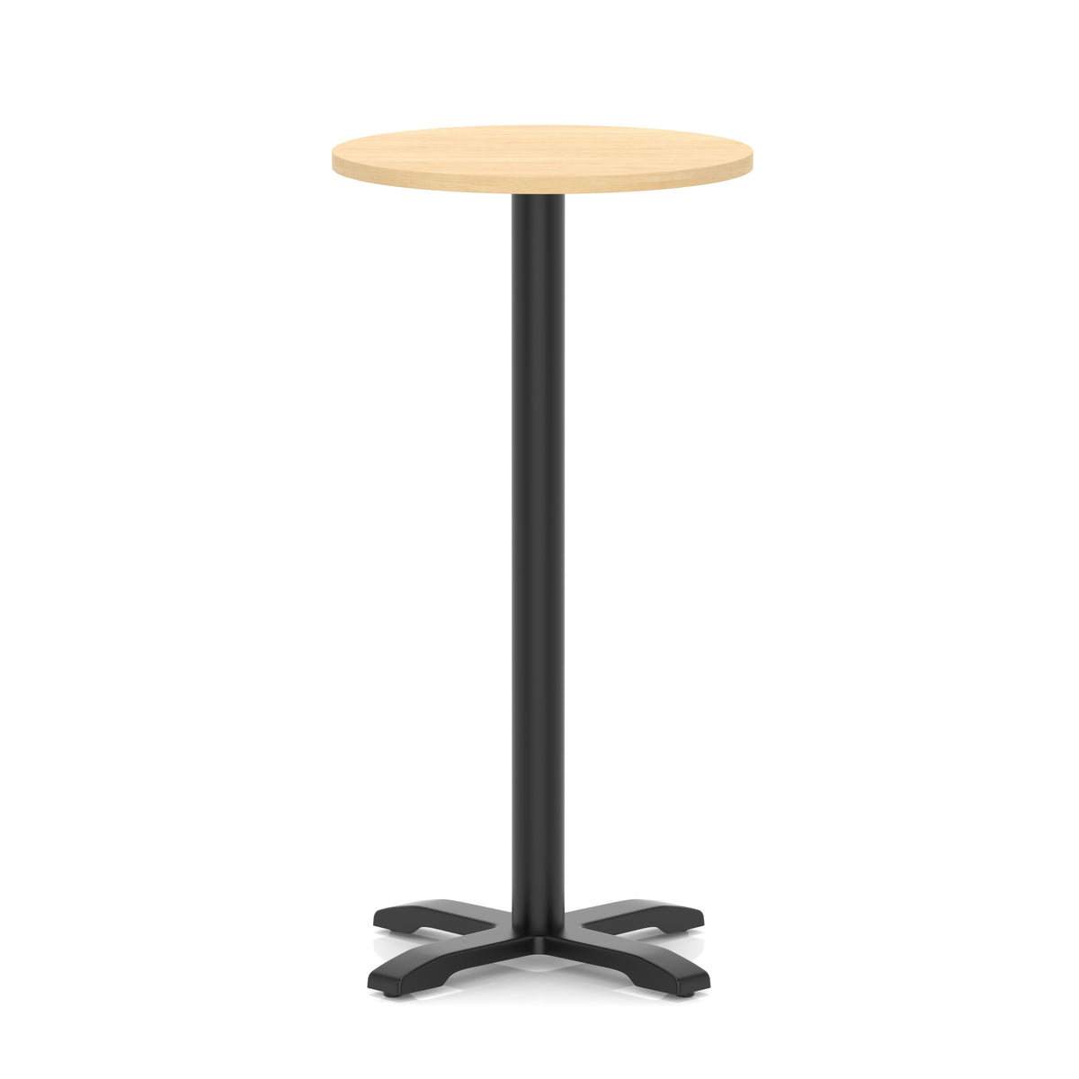 Tavren Round Poseur Table – Black Cross Base Maple 600 1170mm - Industrious Decor
