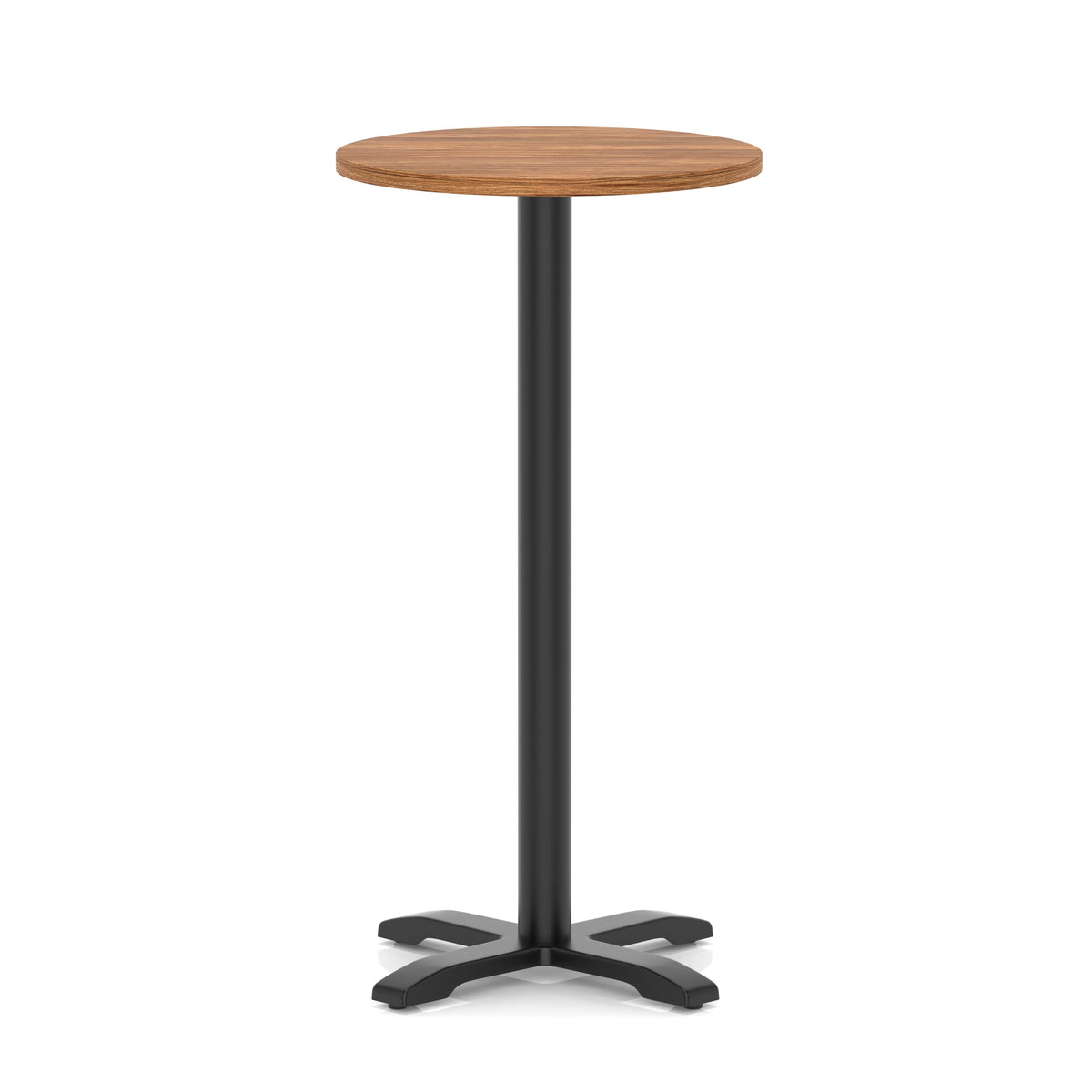 Tavren Round Poseur Table – Black Cross Base Walnut 600 1170mm - Industrious Decor