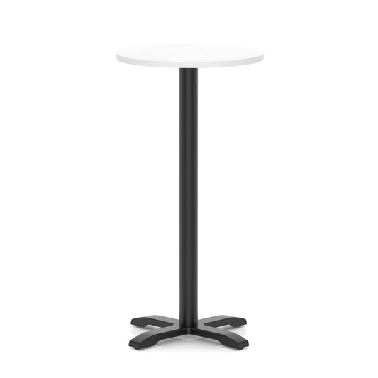 Tavren Round Poseur Table – Black Cross Base White 600 1170mm - Industrious Decor