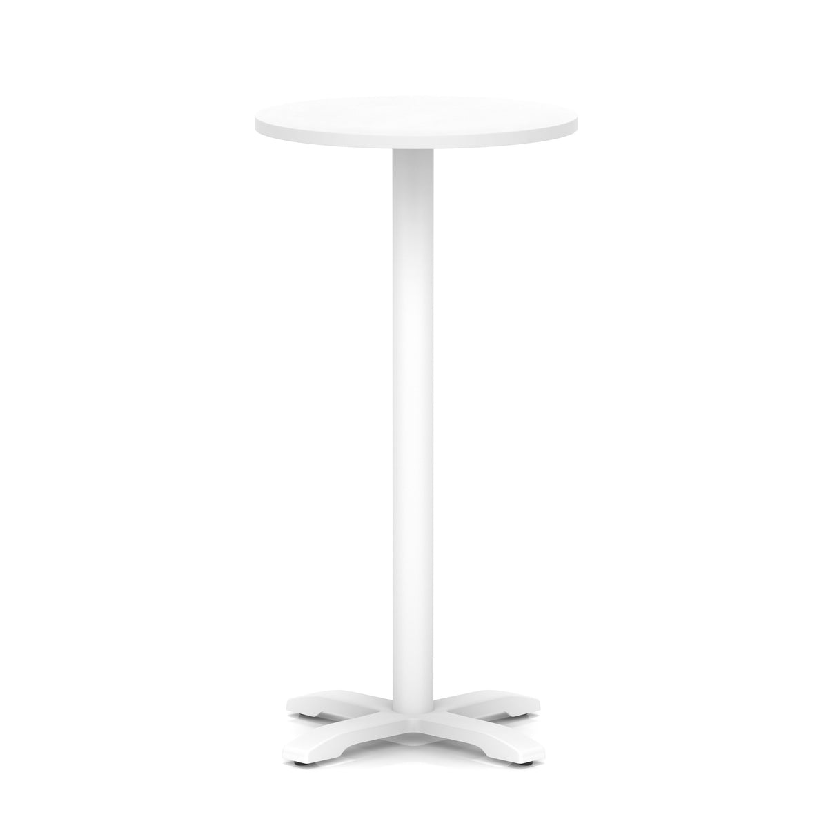 Tavren Round Poseur Table – White Cross Base White 600 1170mm - Industrious Decor