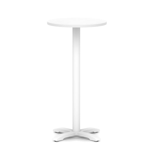 Tavren Round Poseur Table – White Cross Base White 600 1170mm - Industrious Decor