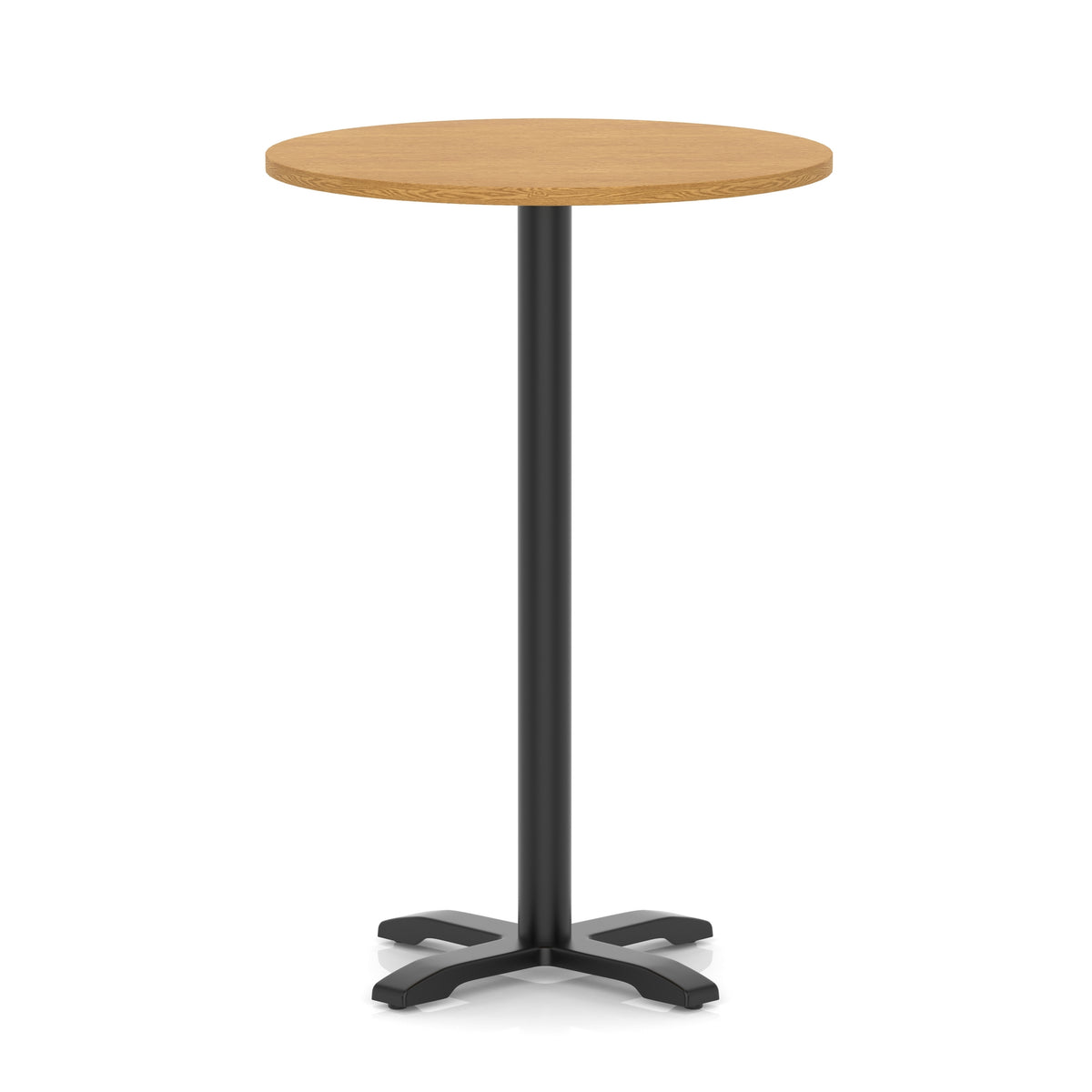 Tavren Round Poseur Table – Black Cross Base Oak 800 1170mm - Industrious Decor