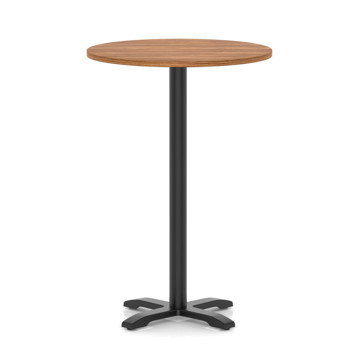Tavren Round Poseur Table – Black Cross Base Walnut 800 1170mm - Industrious Decor