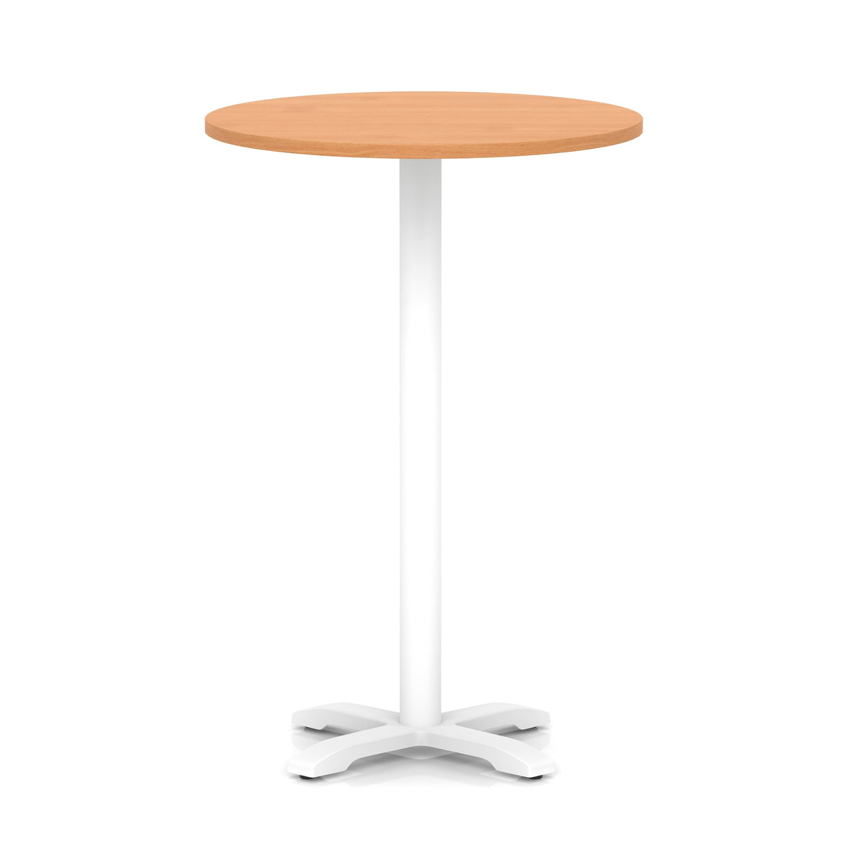 Tavren Round Poseur Table – White Cross Base Beech 800 1170mm - Industrious Decor