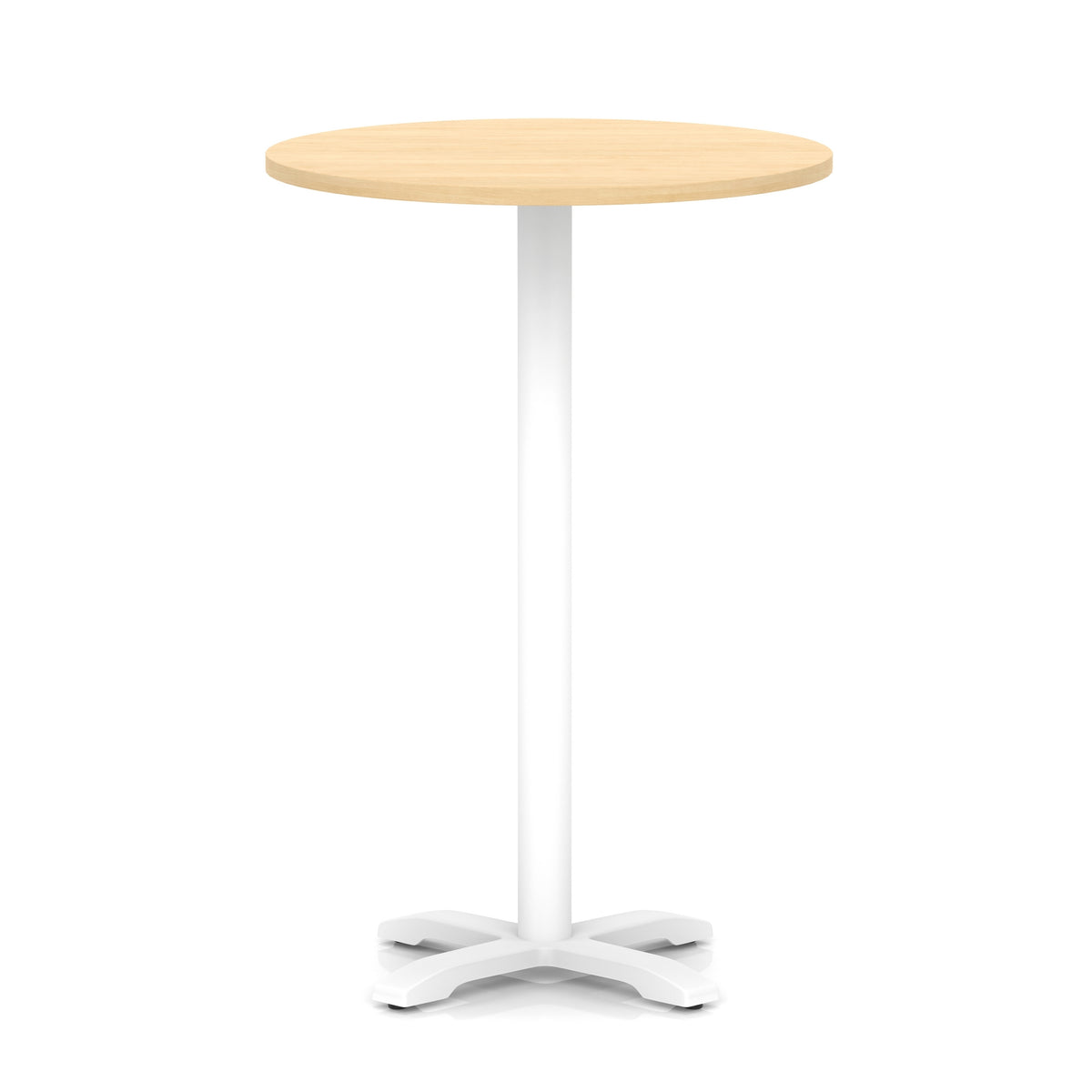 Tavren Round Poseur Table – White Cross Base Maple 800 1170mm - Industrious Decor