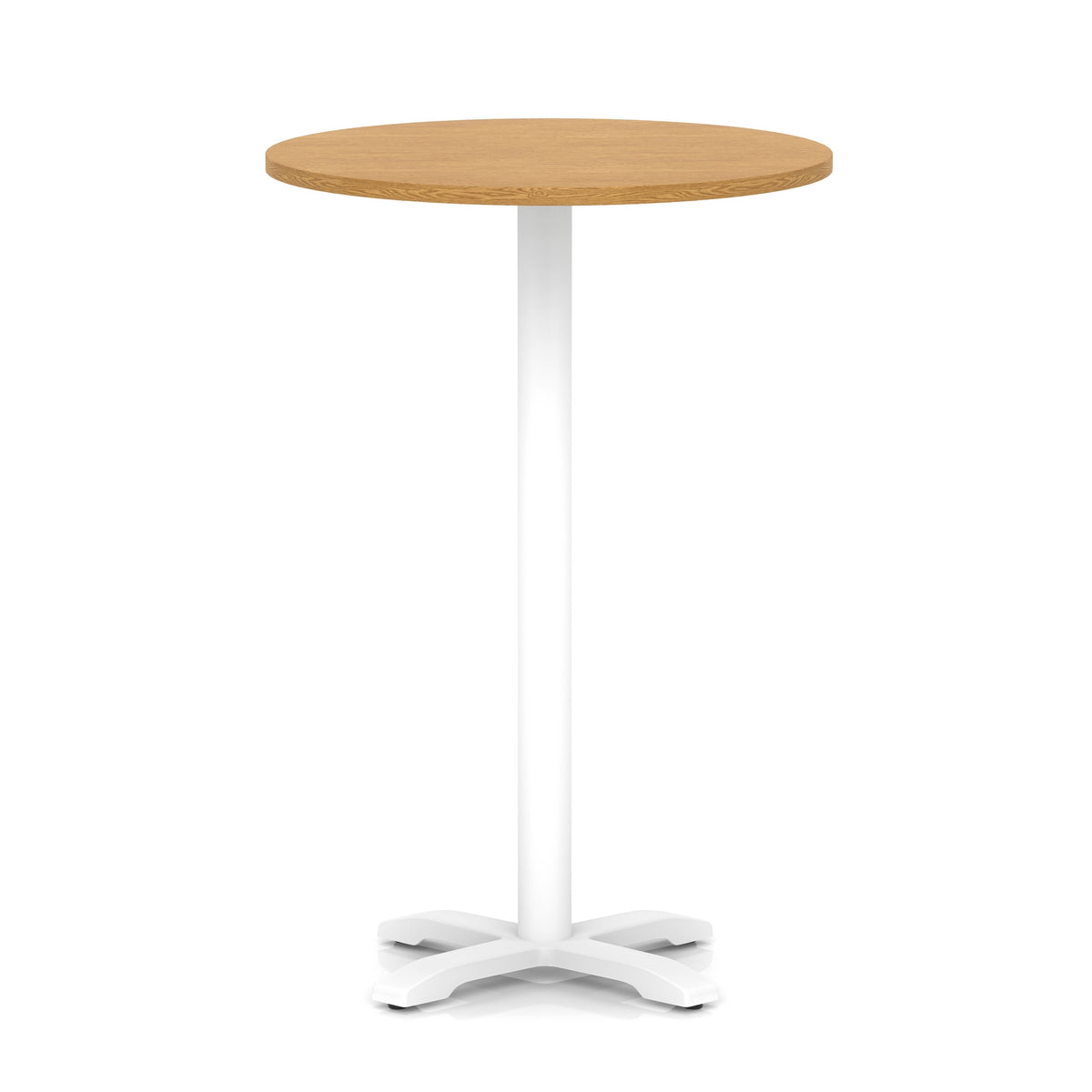 Tavren Round Poseur Table – White Cross Base Oak 800 1170mm - Industrious Decor