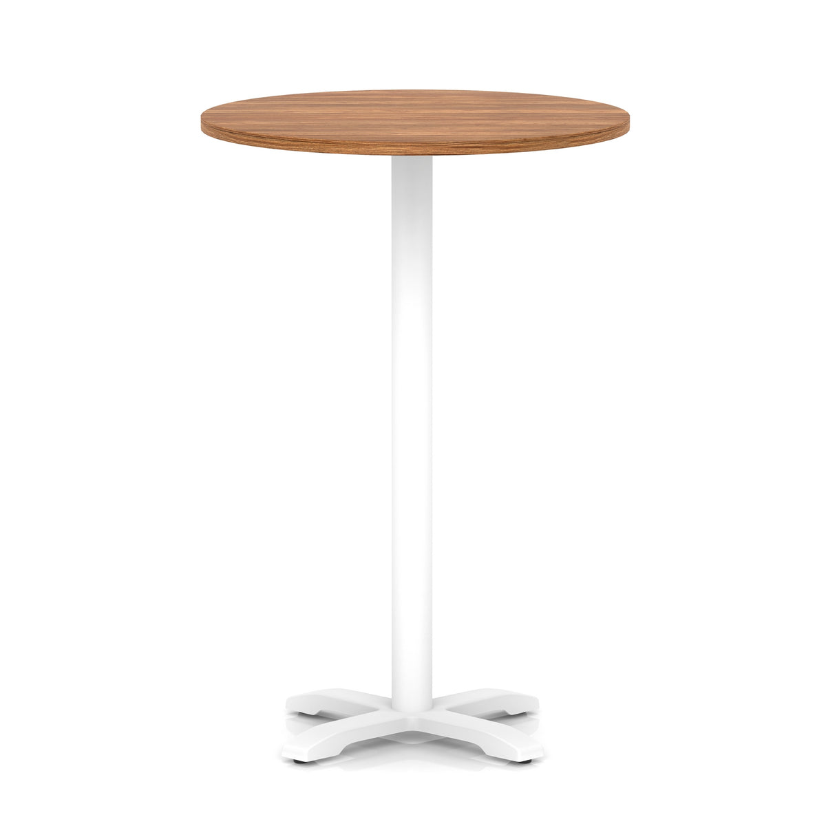 Tavren Round Poseur Table – White Cross Base Walnut 800 1170mm - Industrious Decor