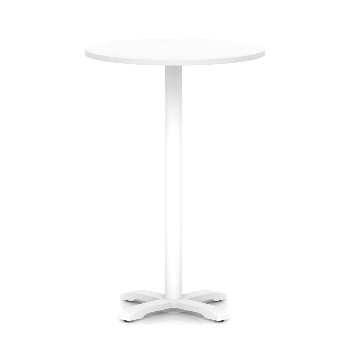 Tavren Round Poseur Table – White Cross Base White 800 1170mm - Industrious Decor