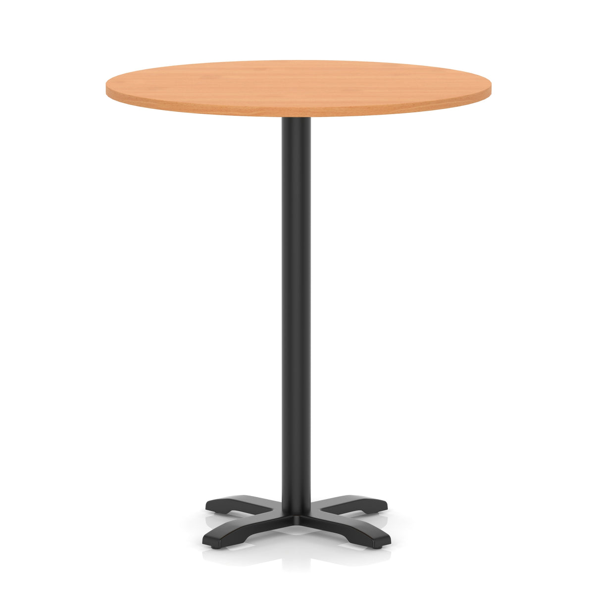 Tavren Round Poseur Table – Black Cross Base Beech 1000 1170mm - Industrious Decor
