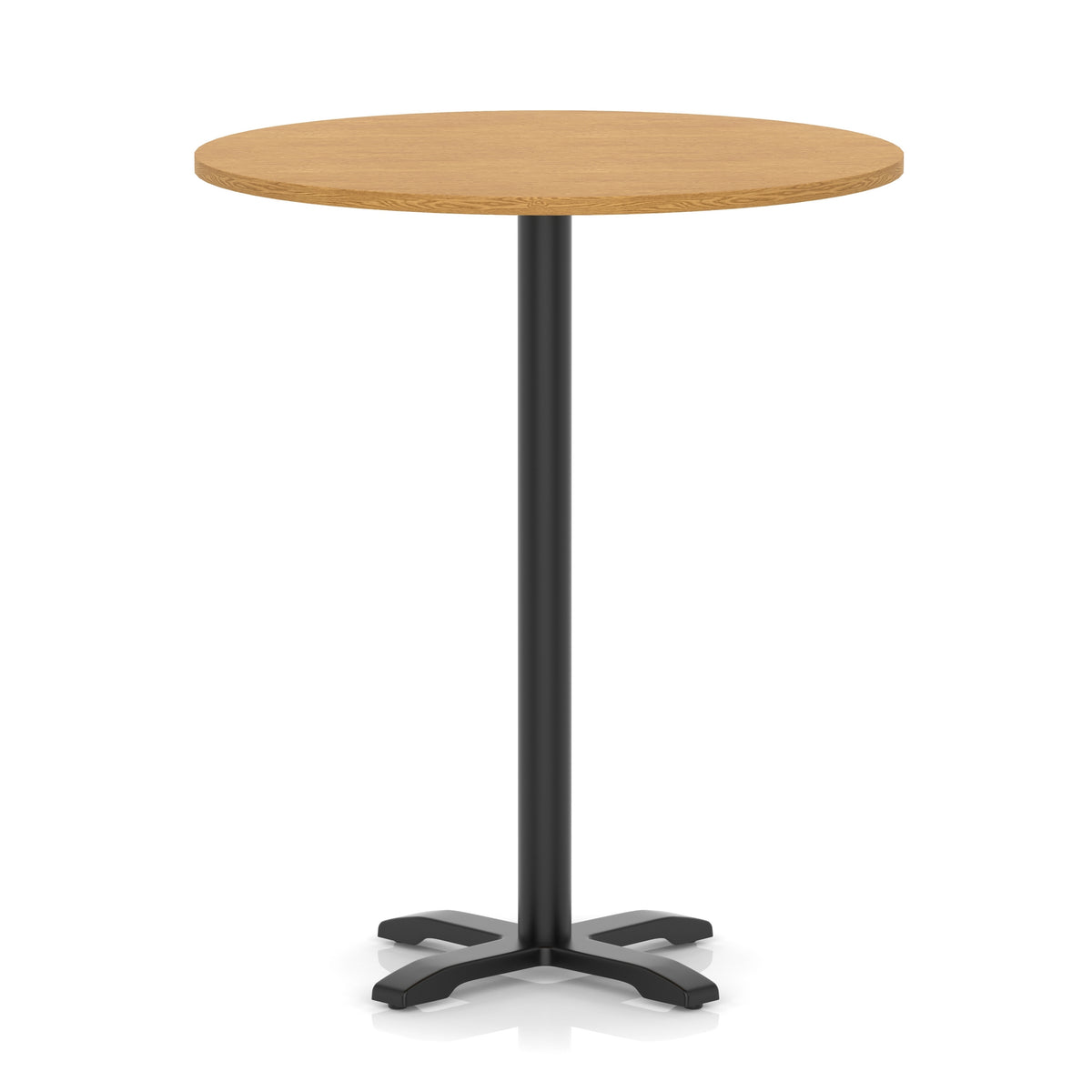 Tavren Round Poseur Table – Black Cross Base Oak 1000 1170mm - Industrious Decor