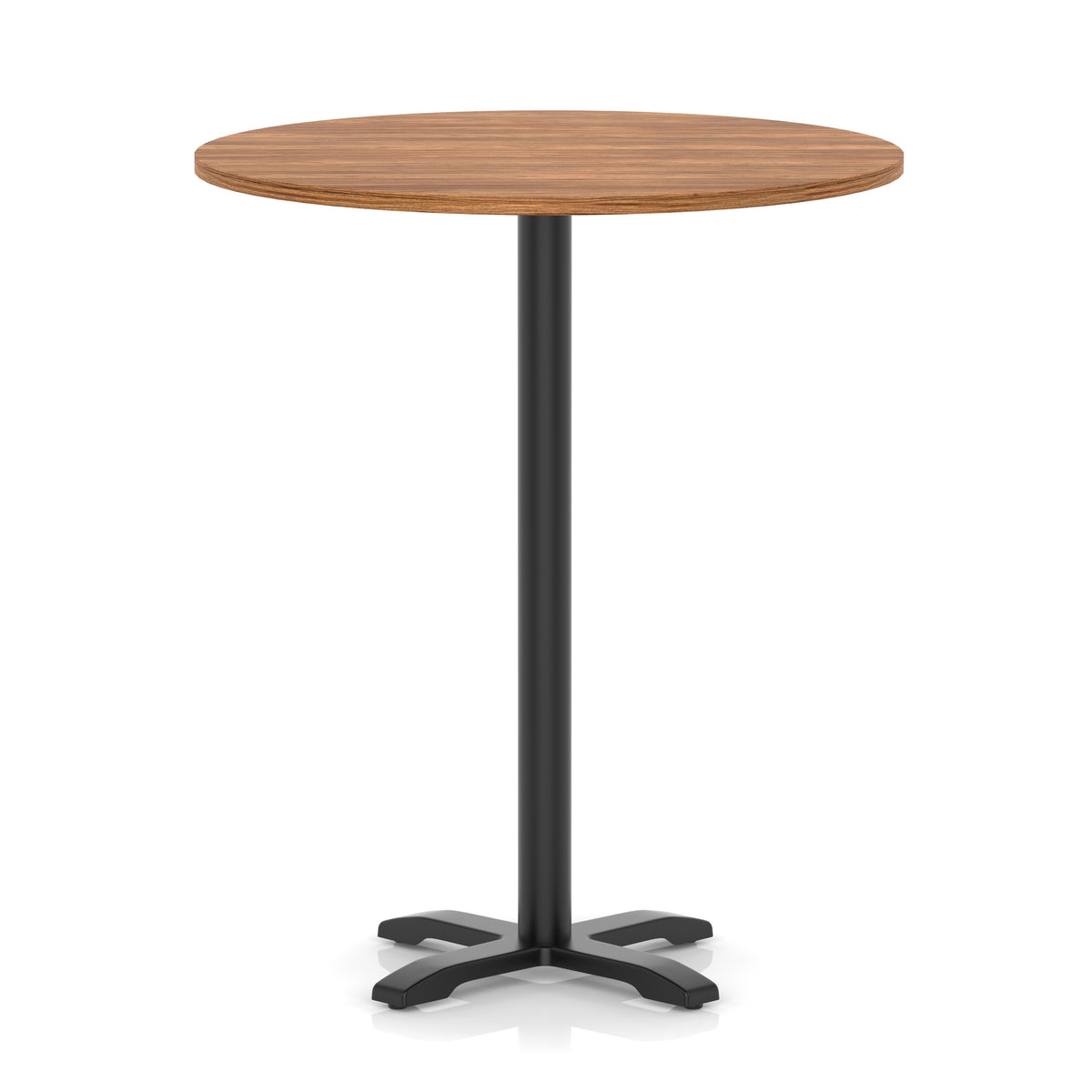Tavren Round Poseur Table – Black Cross Base Walnut 1000 1170mm - Industrious Decor