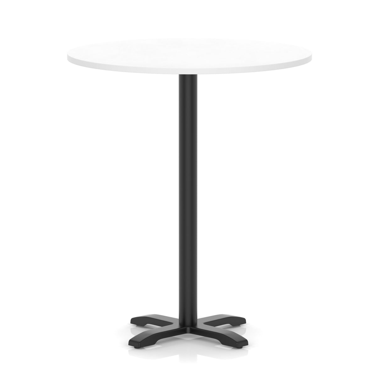Tavren Round Poseur Table – Black Cross Base White 1000 1170mm - Industrious Decor