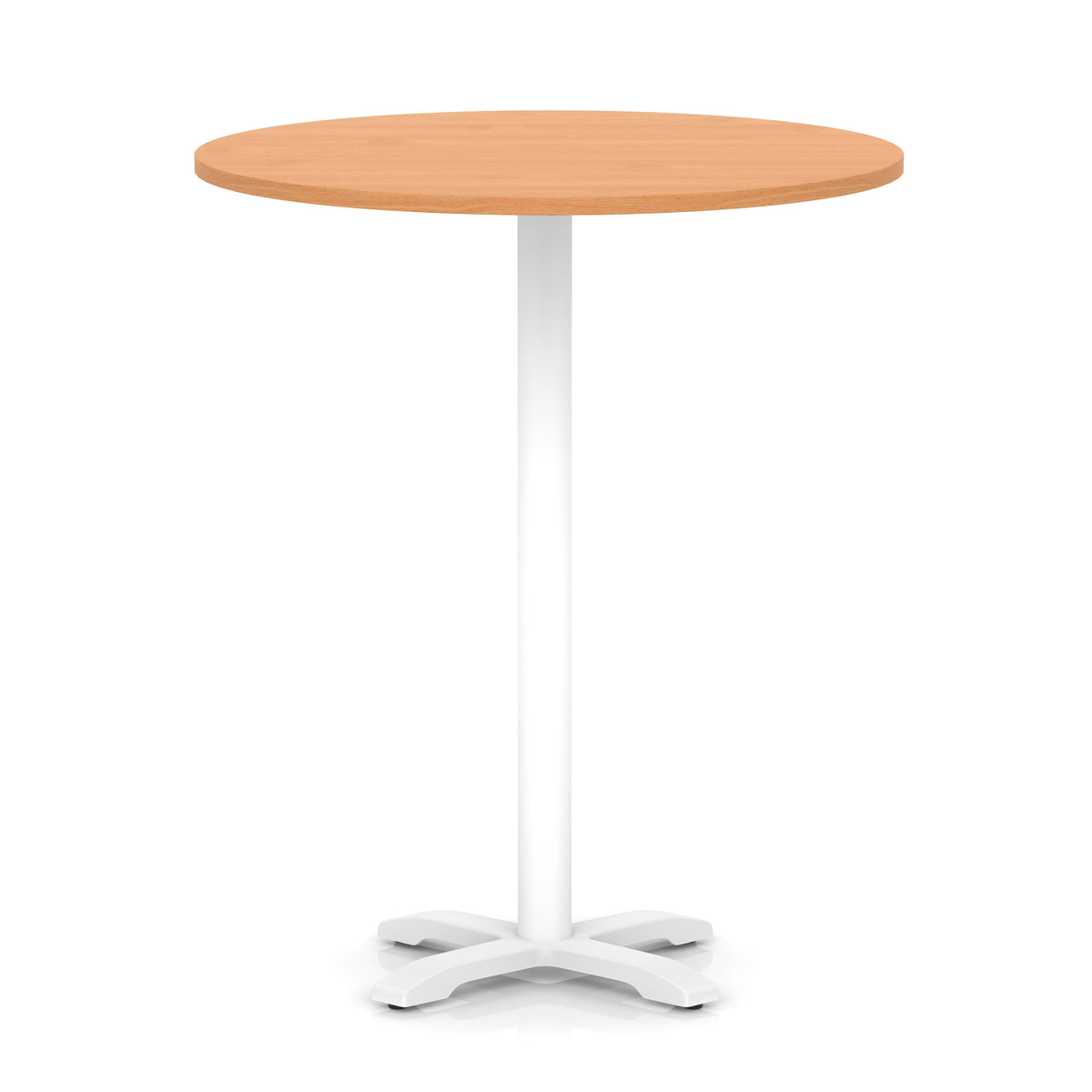 Tavren Round Poseur Table – White Cross Base Beech 1000 1170mm - Industrious Decor
