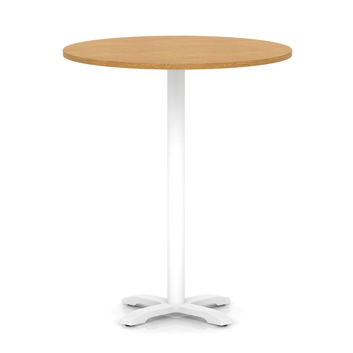Tavren Round Poseur Table – White Cross Base Oak 1000 1170mm - Industrious Decor
