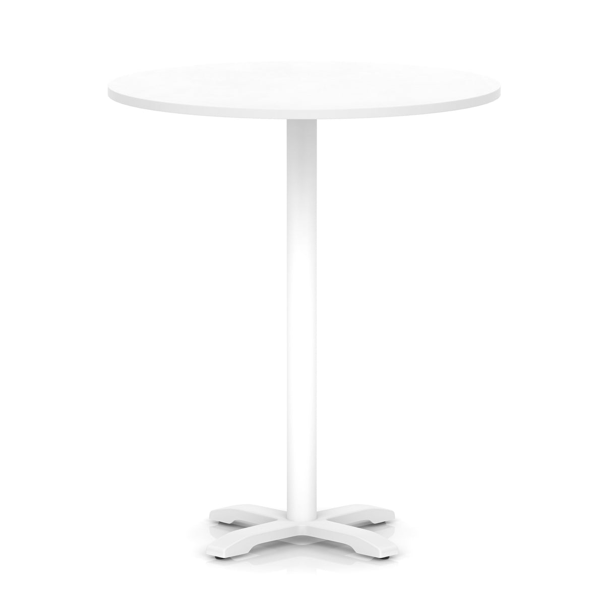 Tavren Round Poseur Table – White Cross Base White 1000 1170mm - Industrious Decor
