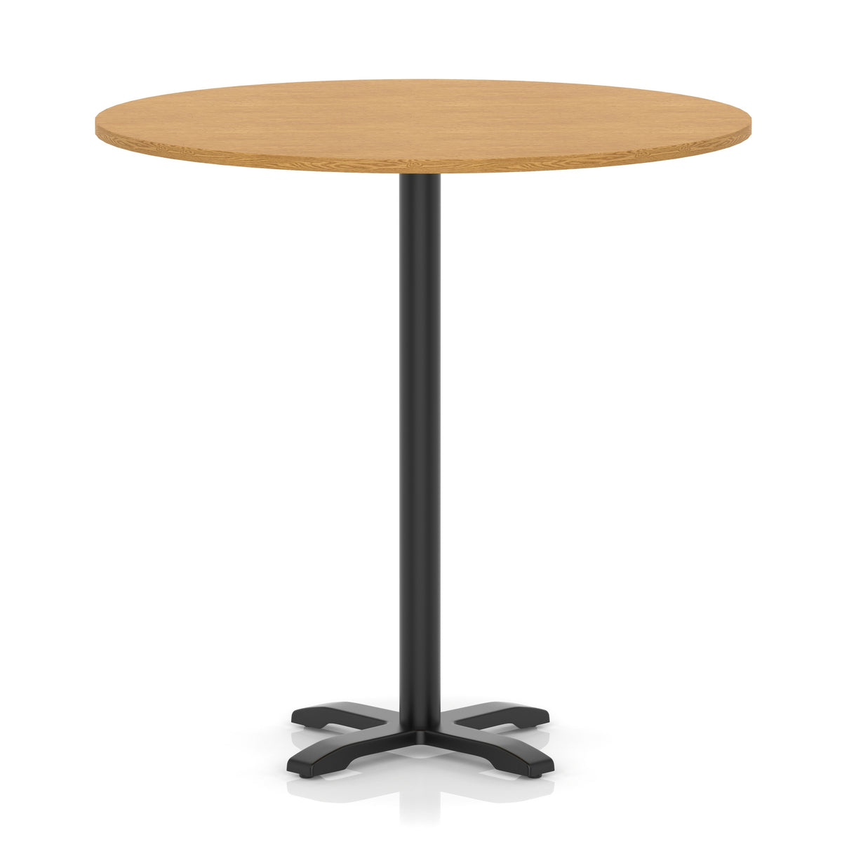 Tavren Round Poseur Table – Black Cross Base Oak 1200 1170mm - Industrious Decor