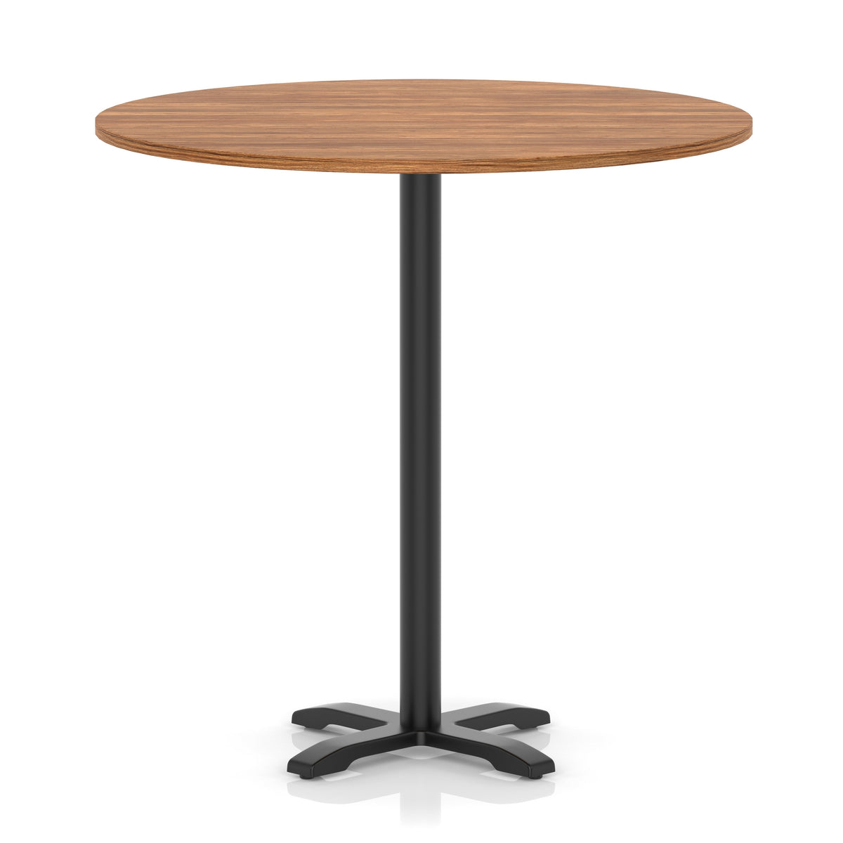 Tavren Round Poseur Table – Black Cross Base Walnut 1200 1170mm - Industrious Decor