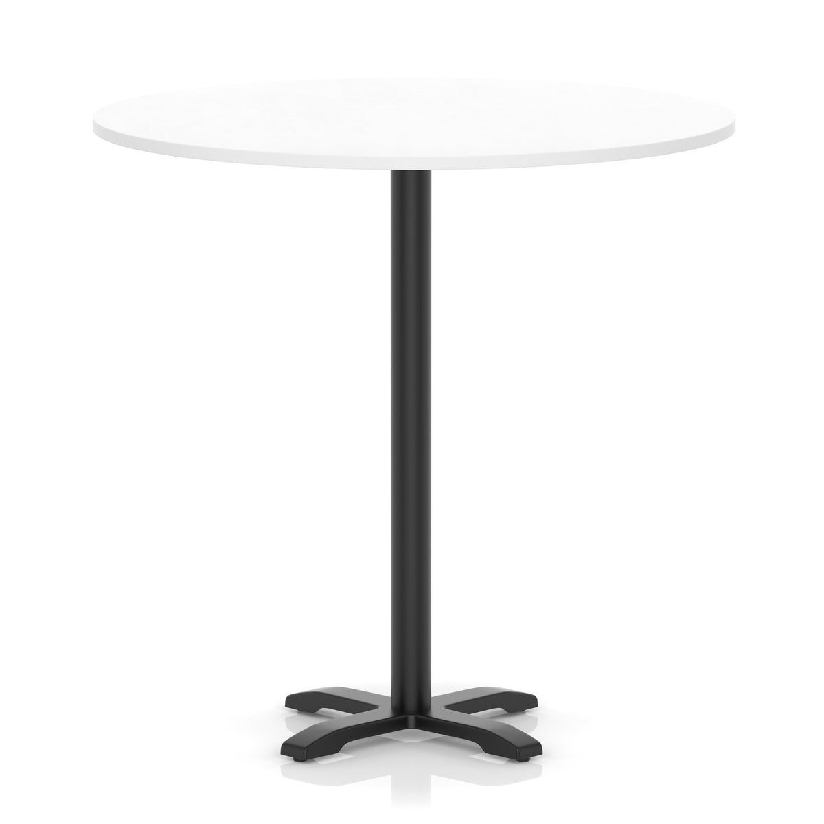 Tavren Round Poseur Table – Black Cross Base White 1200 1170mm - Industrious Decor
