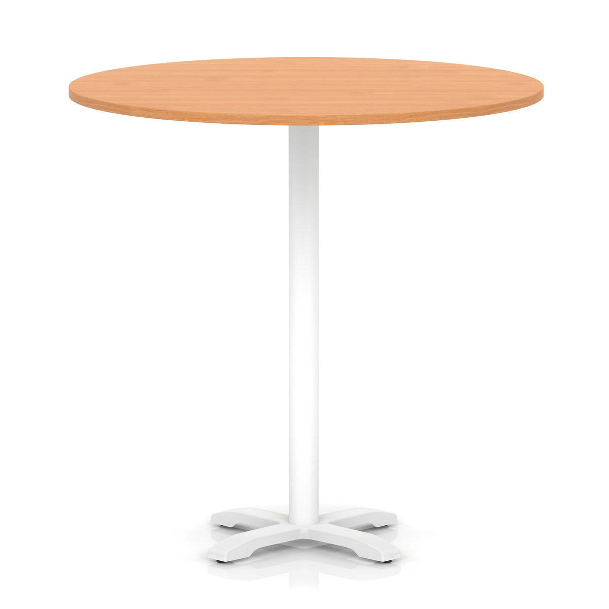 Tavren Round Poseur Table – White Cross Base Beech 1200 1170mm - Industrious Decor