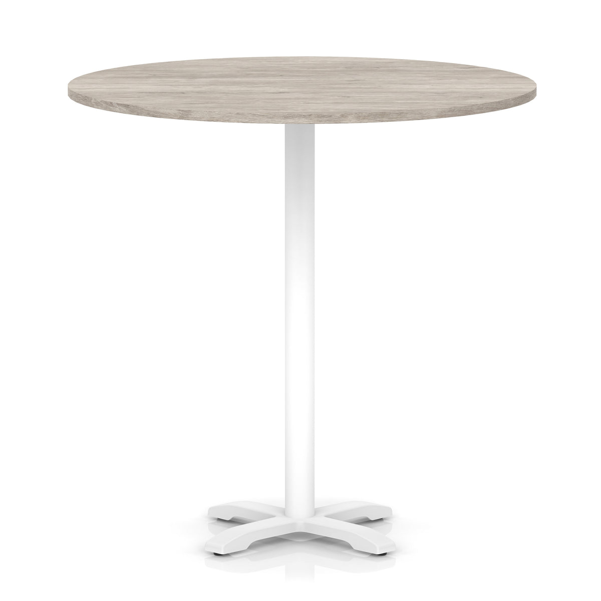 Tavren Round Poseur Table – White Cross Base Grey Oak 1200 1170mm - Industrious Decor
