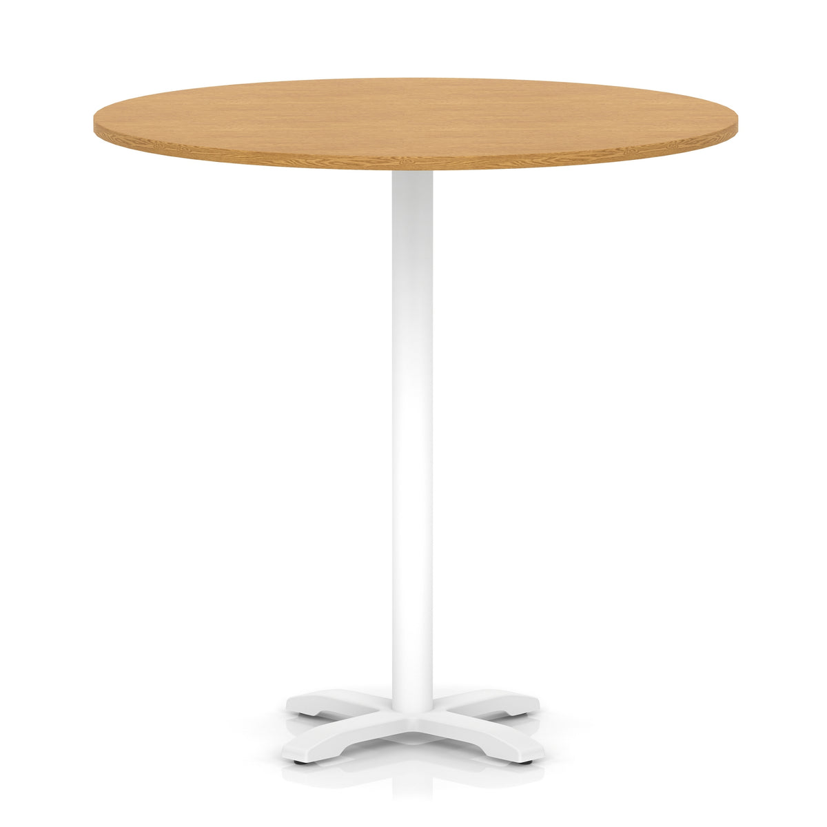 Tavren Round Poseur Table – White Cross Base Oak 1200 1170mm - Industrious Decor
