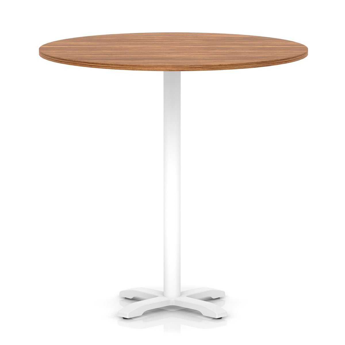 Tavren Round Poseur Table – White Cross Base Walnut 1200 1170mm - Industrious Decor