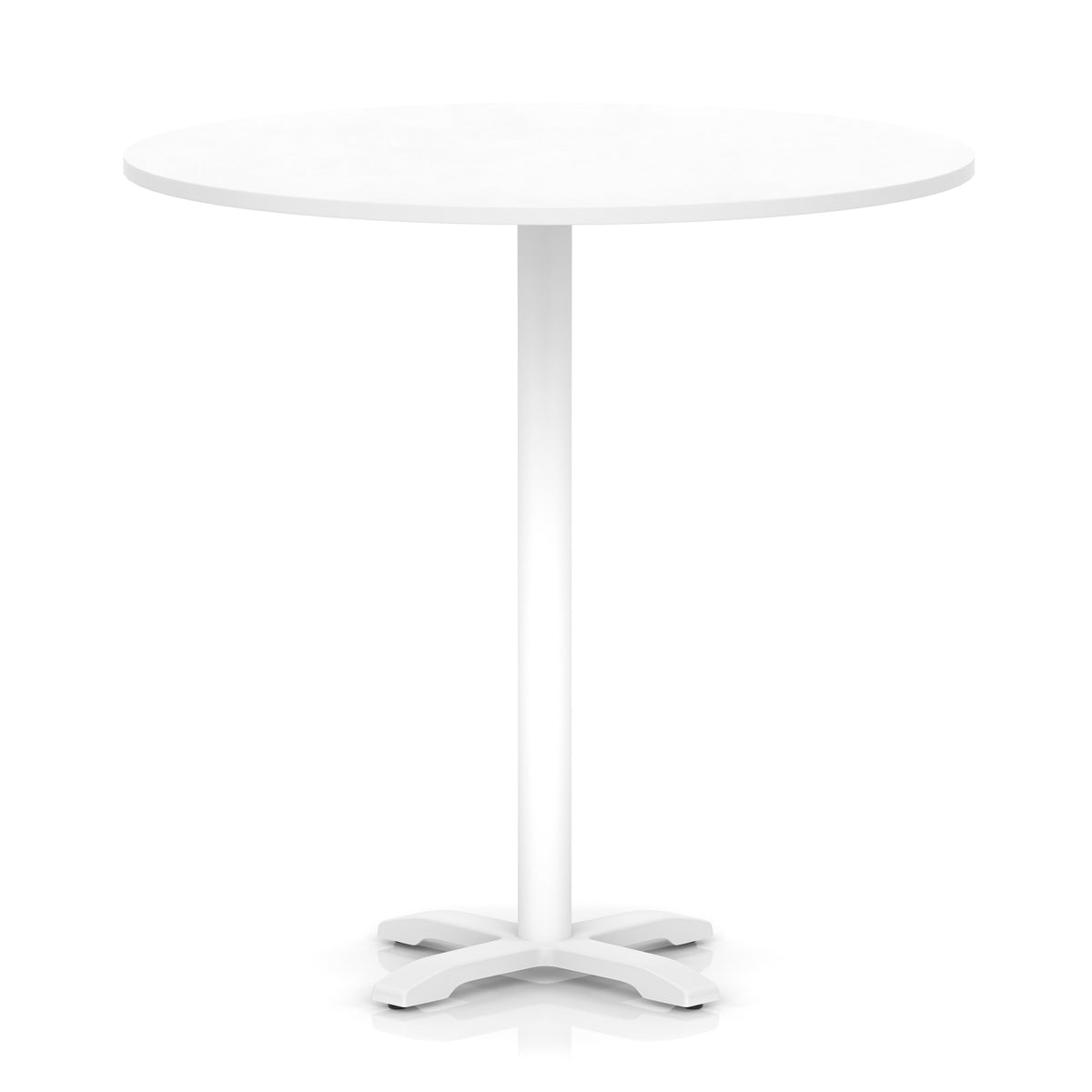 Tavren Round Poseur Table – White Cross Base White 1200 1170mm - Industrious Decor