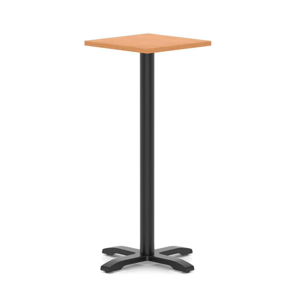 Tavren Square Poseur Table – Black Cross Base Beech 600 1170mm - Industrious Decor