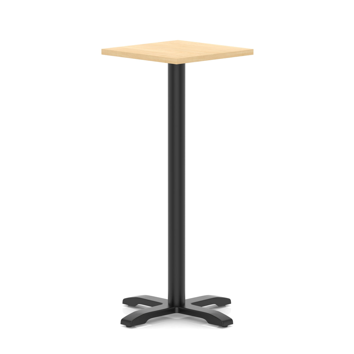 Tavren Square Poseur Table – Black Cross Base Maple 600 1170mm - Industrious Decor