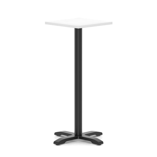 Tavren Square Poseur Table – Black Cross Base White 600 1170mm - Industrious Decor