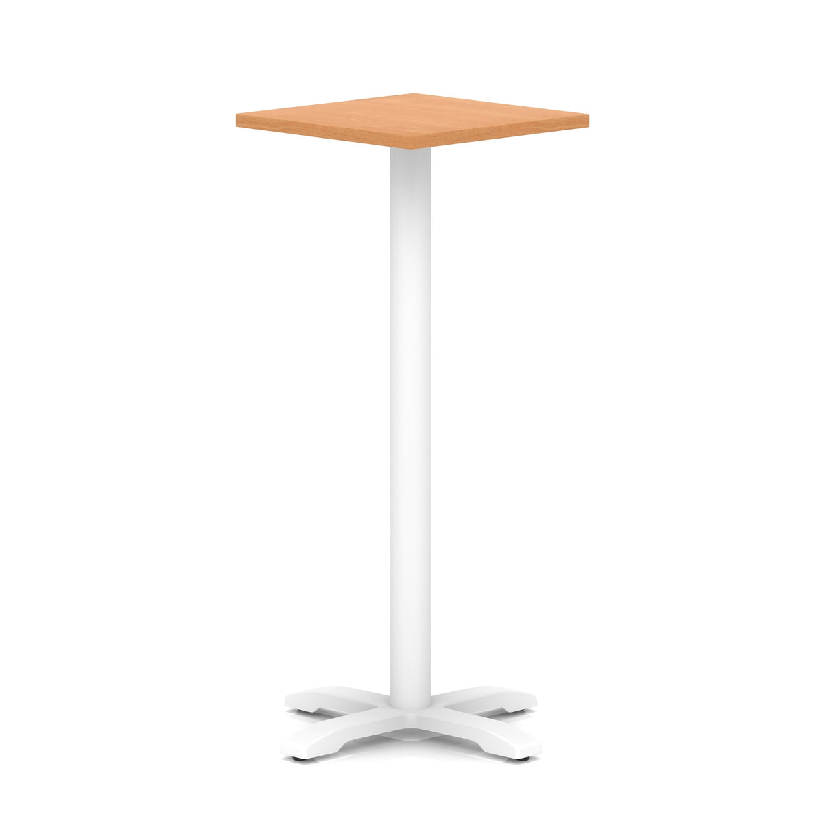 Tavren Square Poseur Table – White Cross Base Beech 600 1170mm - Industrious Decor