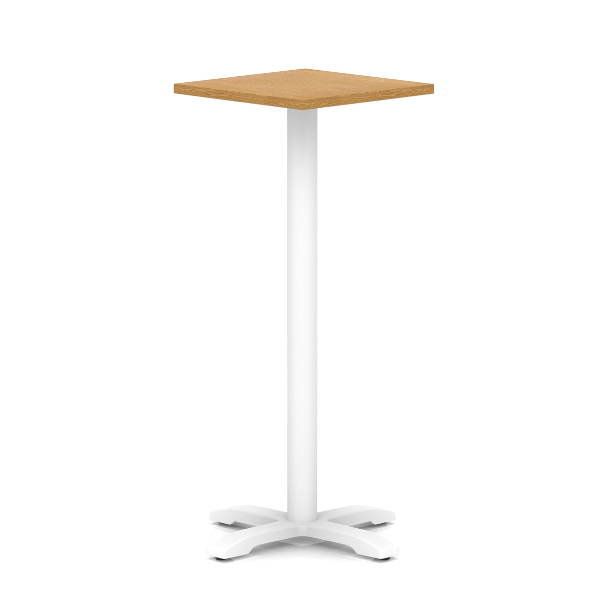 Tavren Square Poseur Table – White Cross Base Oak 600 1170mm - Industrious Decor