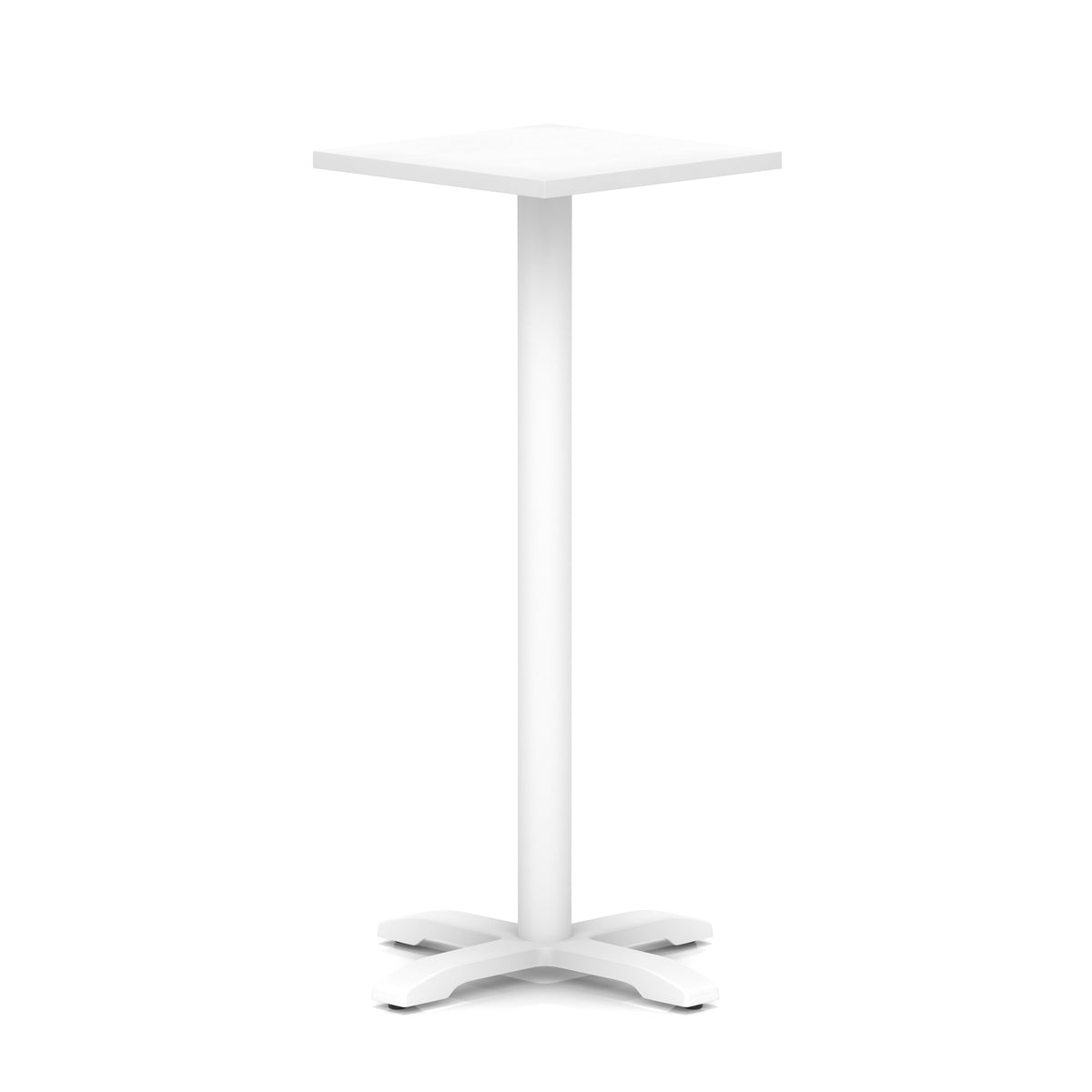 Tavren Square Poseur Table – White Cross Base White 600 1170mm - Industrious Decor