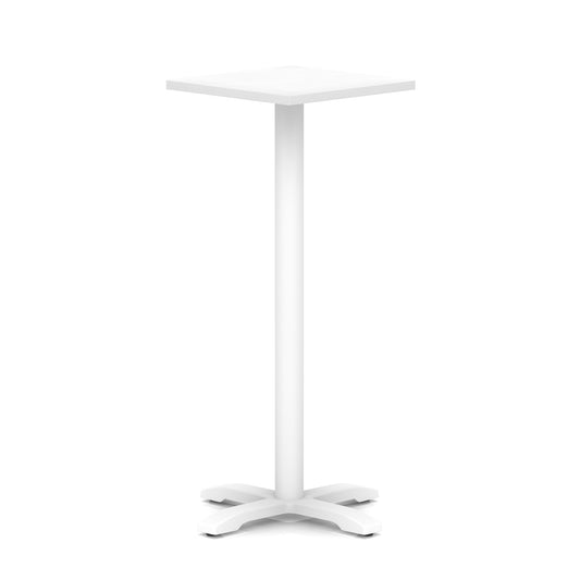 Tavren Square Poseur Table – White Cross Base White 600 1170mm - Industrious Decor