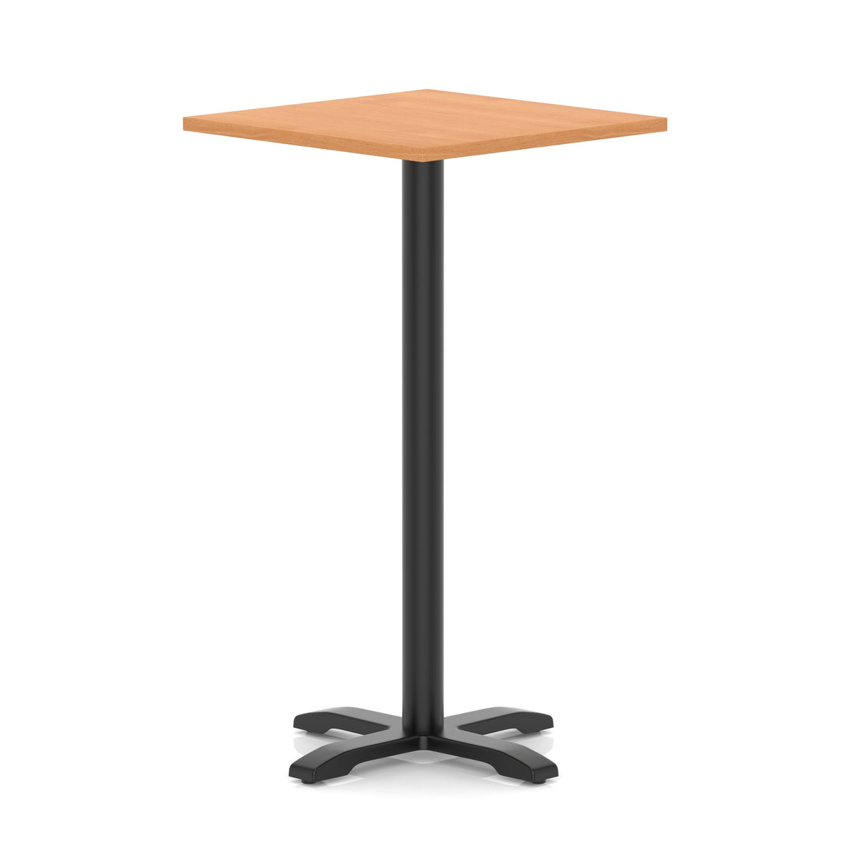 Tavren Square Poseur Table – Black Cross Base Beech 800 1170mm - Industrious Decor