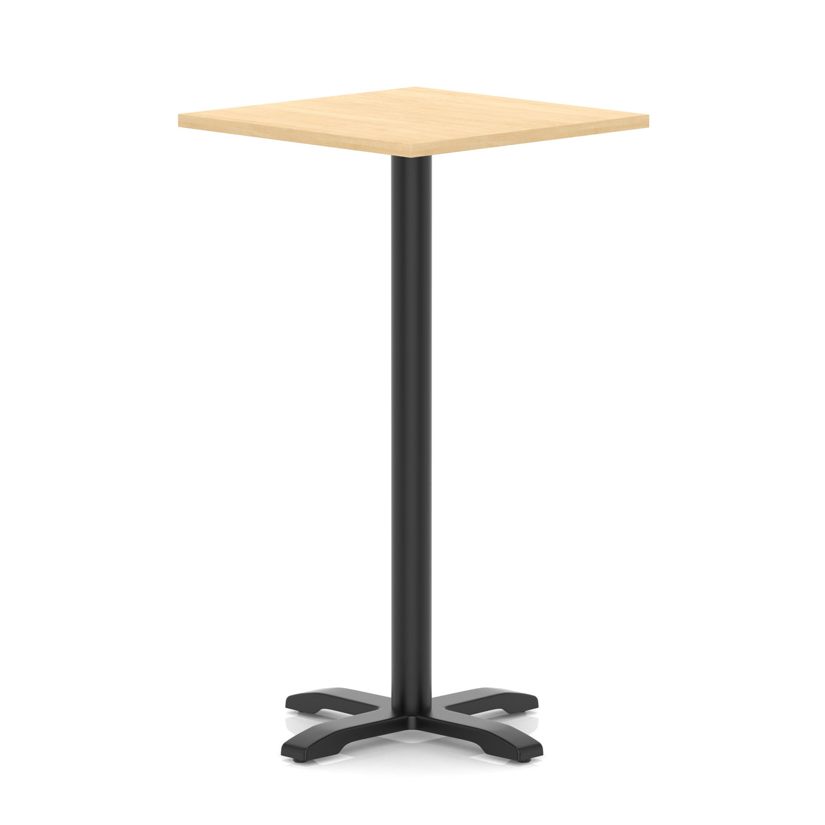 Tavren Square Poseur Table – Black Cross Base Maple 800 1170mm - Industrious Decor