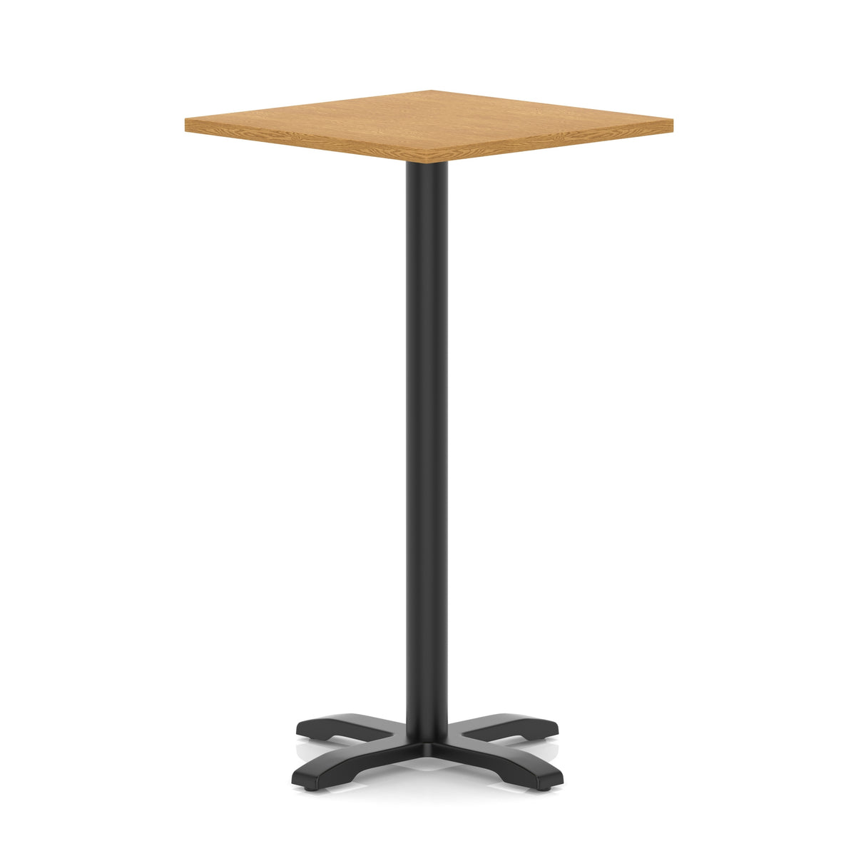Tavren Square Poseur Table – Black Cross Base Oak 800 1170mm - Industrious Decor