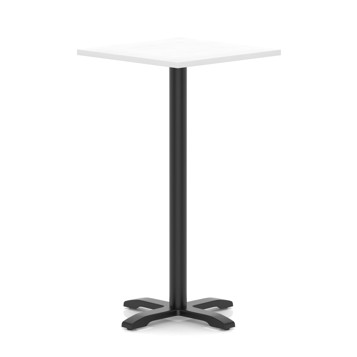 Tavren Square Poseur Table – Black Cross Base White 800 1170mm - Industrious Decor