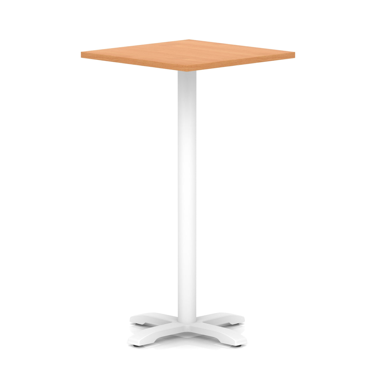 Tavren Square Poseur Table – White Cross Base Beech 800 1170mm - Industrious Decor