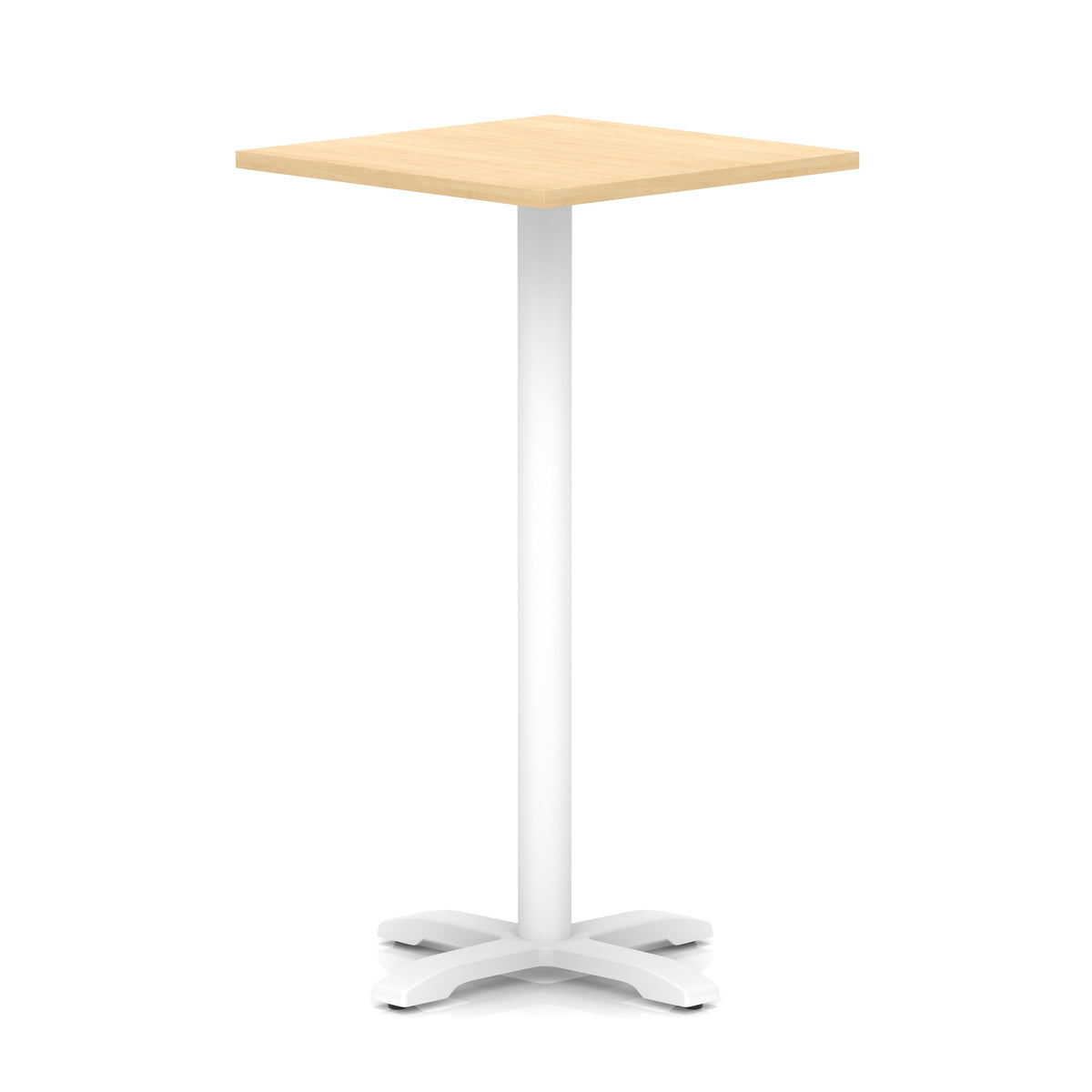 Tavren Square Poseur Table – White Cross Base Maple 800 1170mm - Industrious Decor