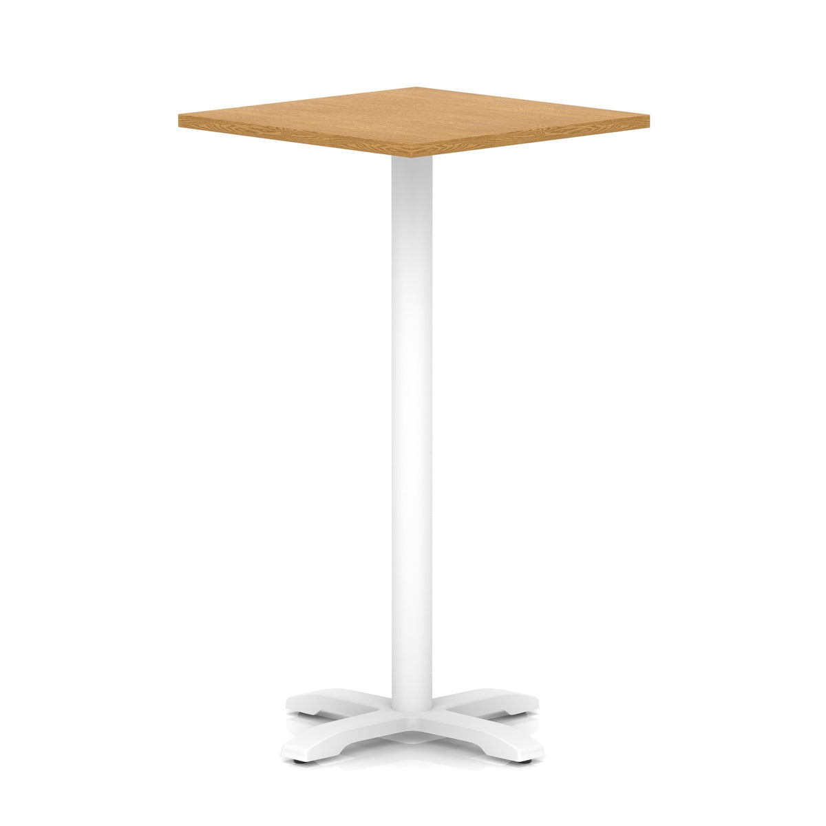 Tavren Square Poseur Table – White Cross Base Oak 800 1170mm - Industrious Decor