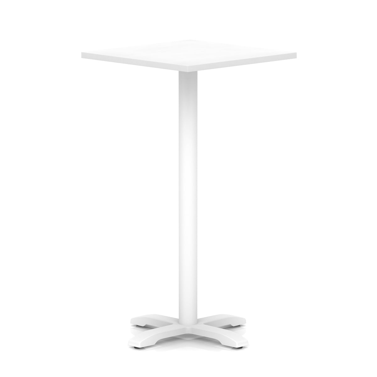 Tavren Square Poseur Table – White Cross Base White 800 1170mm - Industrious Decor