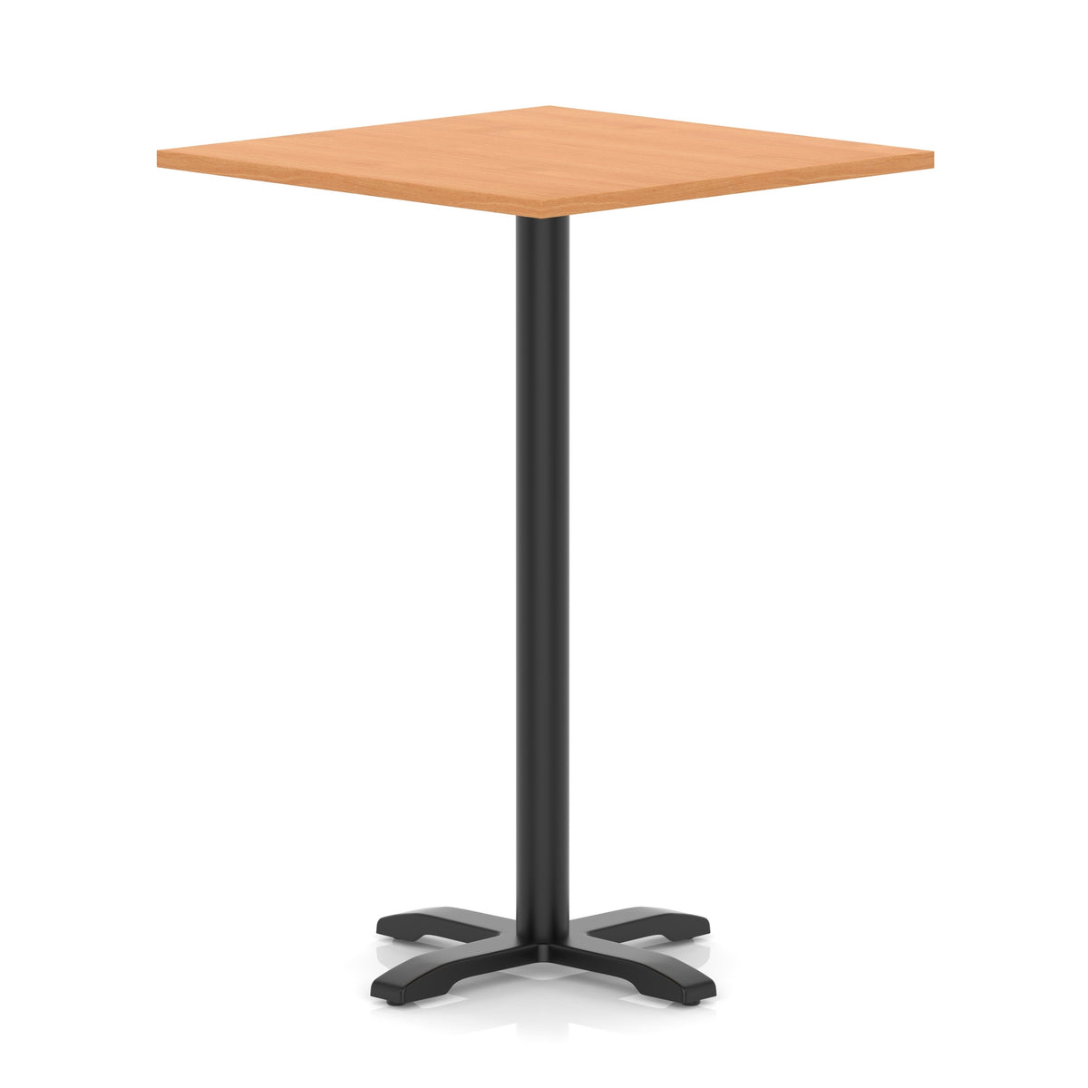 Tavren Square Poseur Table – Black Cross Base Beech 1000 1170mm - Industrious Decor