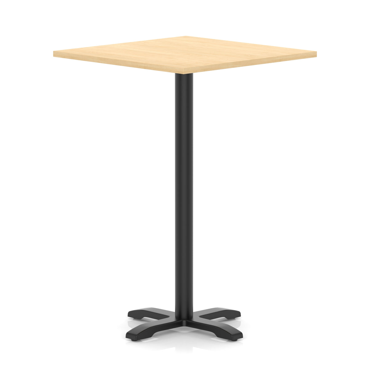 Tavren Square Poseur Table – Black Cross Base Maple 1000 1170mm - Industrious Decor