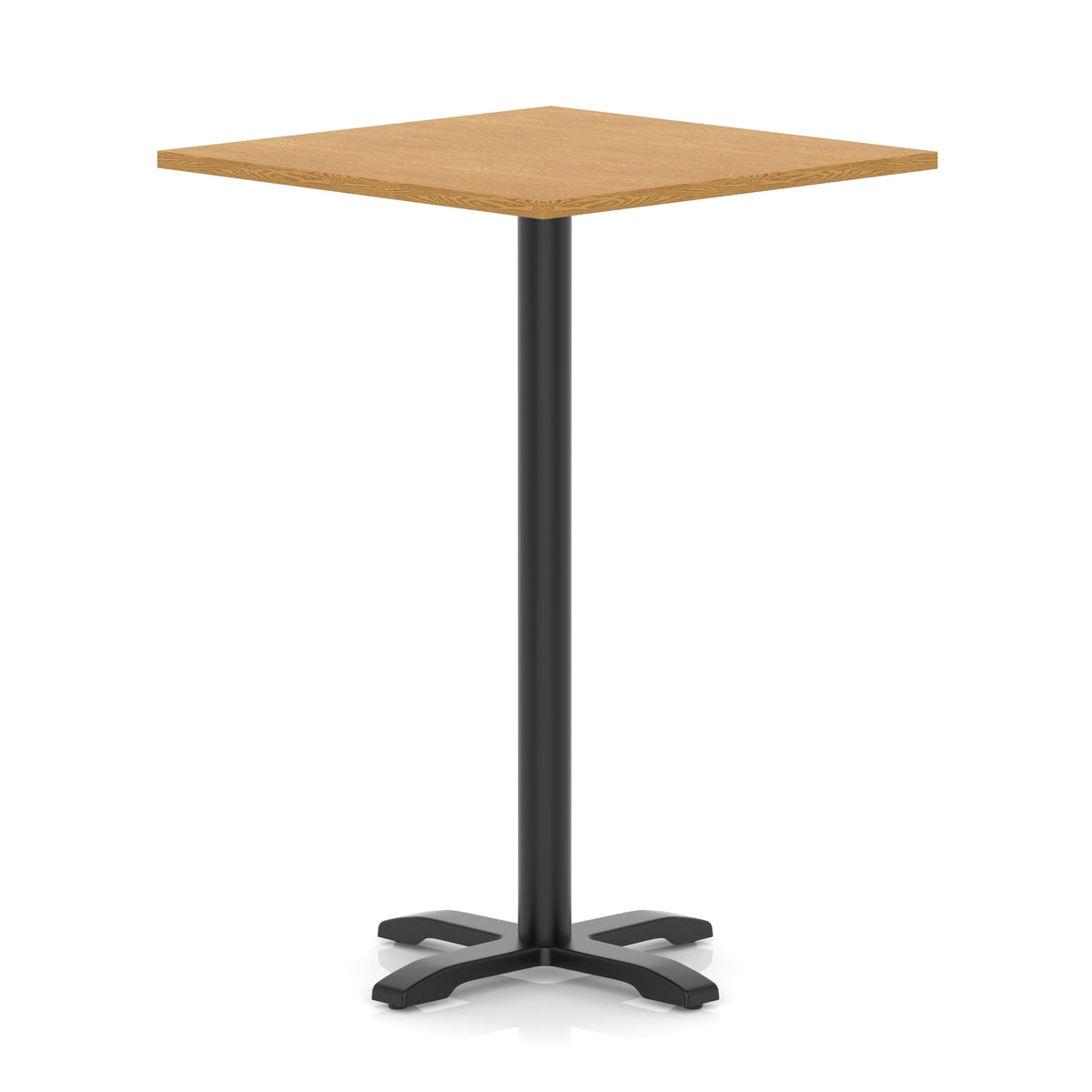 Tavren Square Poseur Table – Black Cross Base Oak 1000 1170mm - Industrious Decor