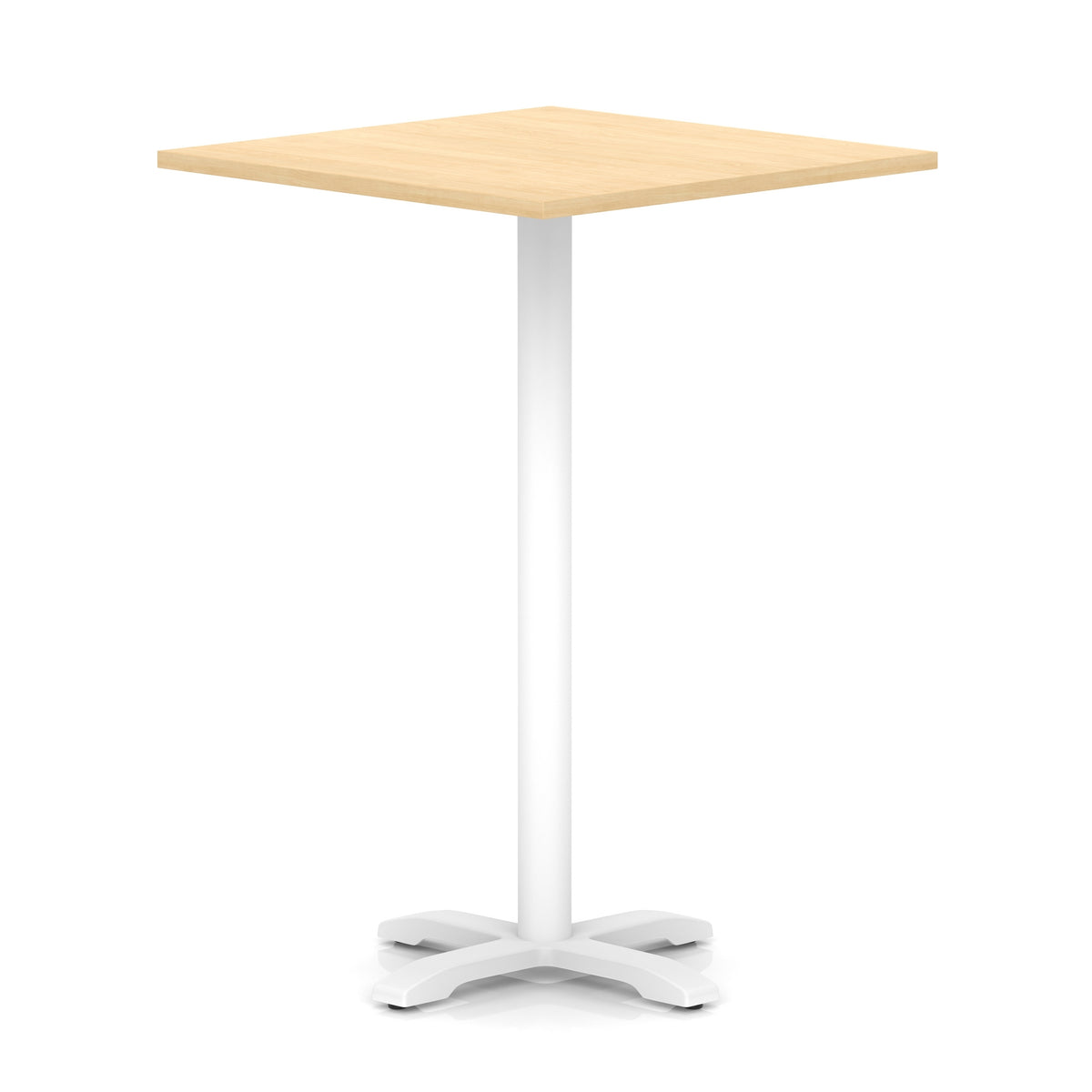 Tavren Square Poseur Table – White Cross Base Maple 1000 1170mm - Industrious Decor