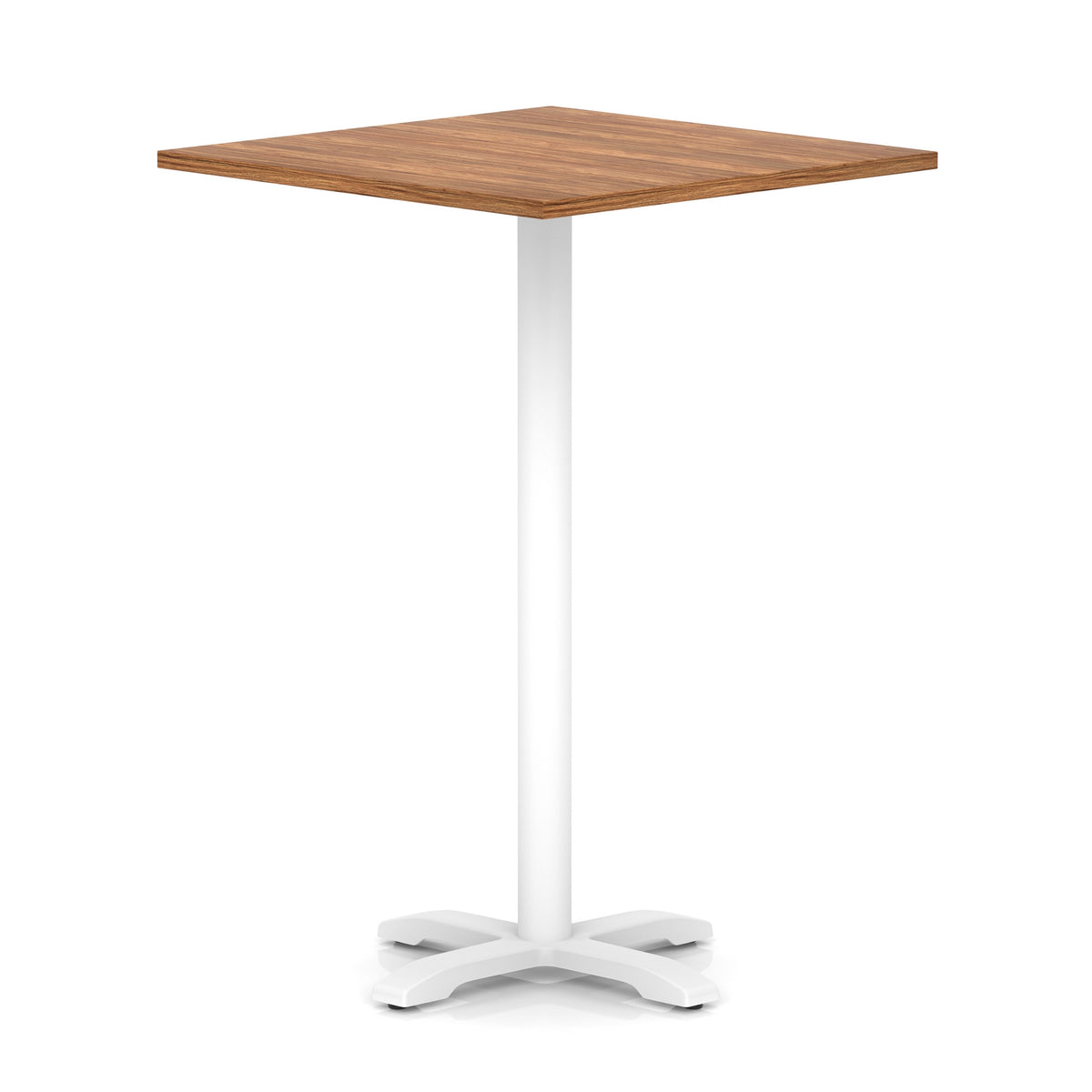 Tavren Square Poseur Table – White Cross Base Walnut 1000 1170mm - Industrious Decor