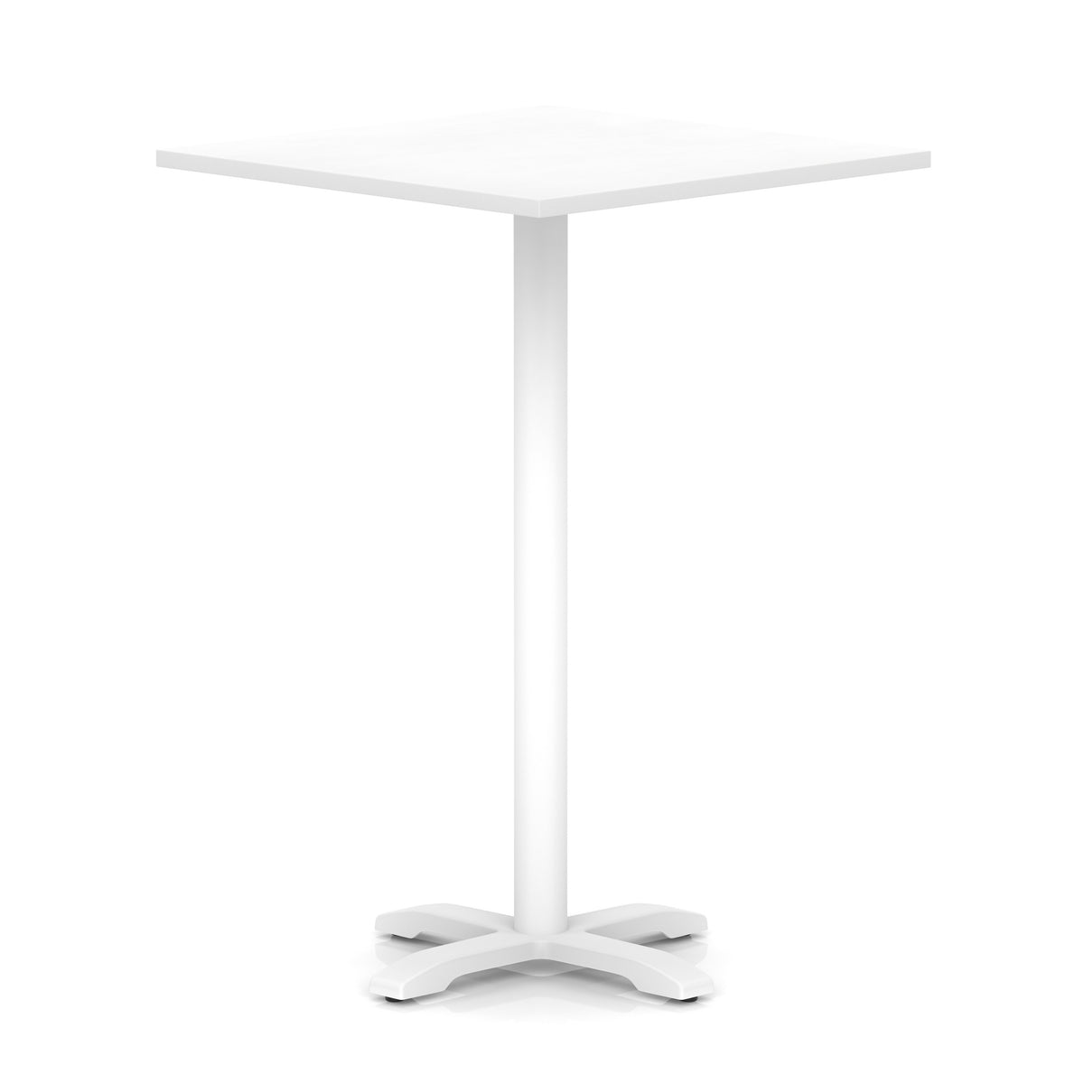 Tavren Square Poseur Table – White Cross Base White 1000 1170mm - Industrious Decor