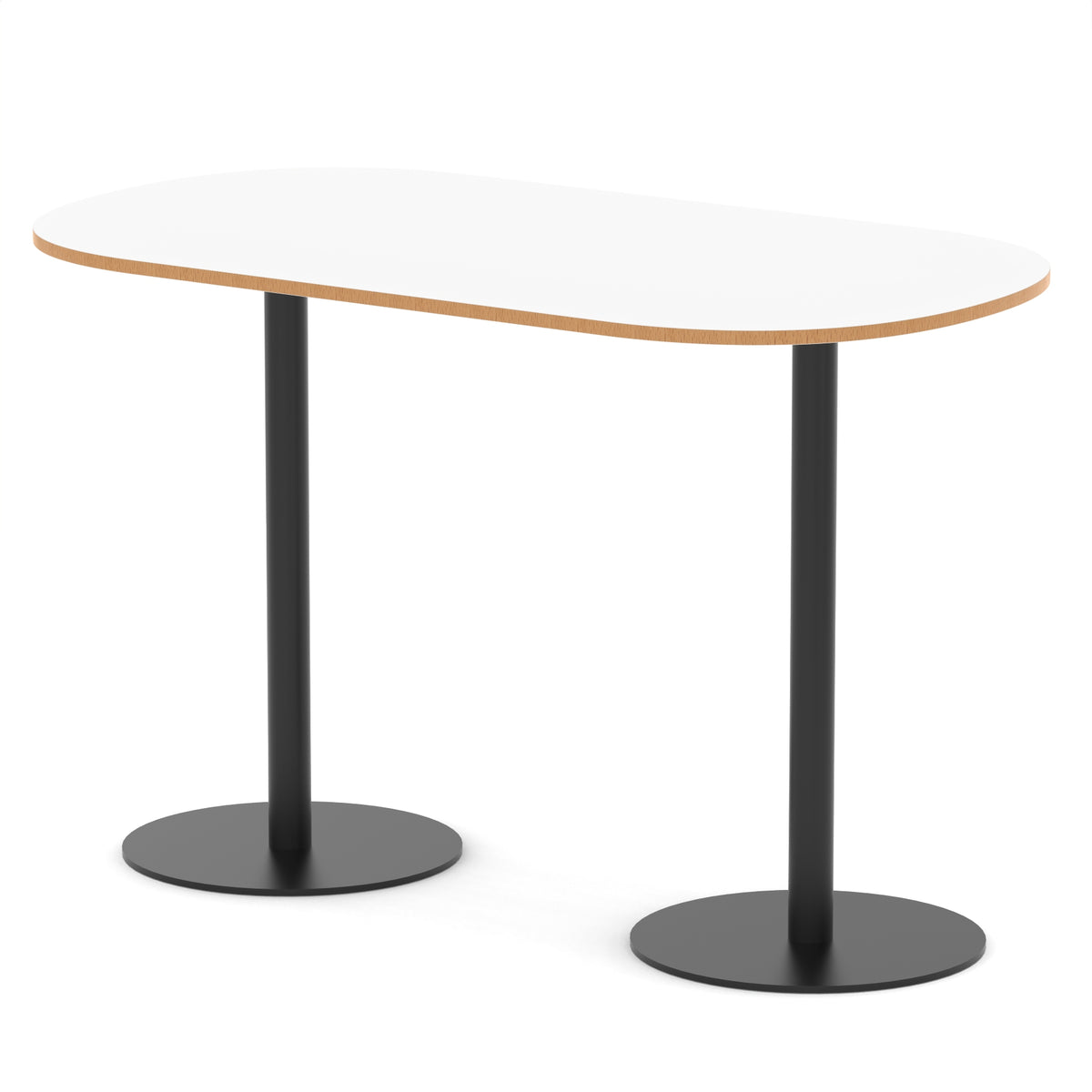 Italia Boardroom Table Black Leg White & Natural Wood 1800 1145mm - Industrious Decor