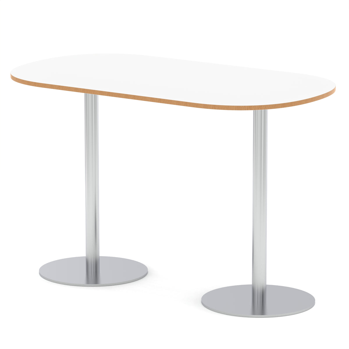 Italia Boardroom Table Silver Leg White & Natural Wood 1800 1145mm - Industrious Decor